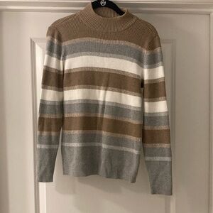 Karen Scott Cozy Brown and Gray Turtleneck Sweater